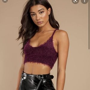 For love and lemons purple fuzzy crop top